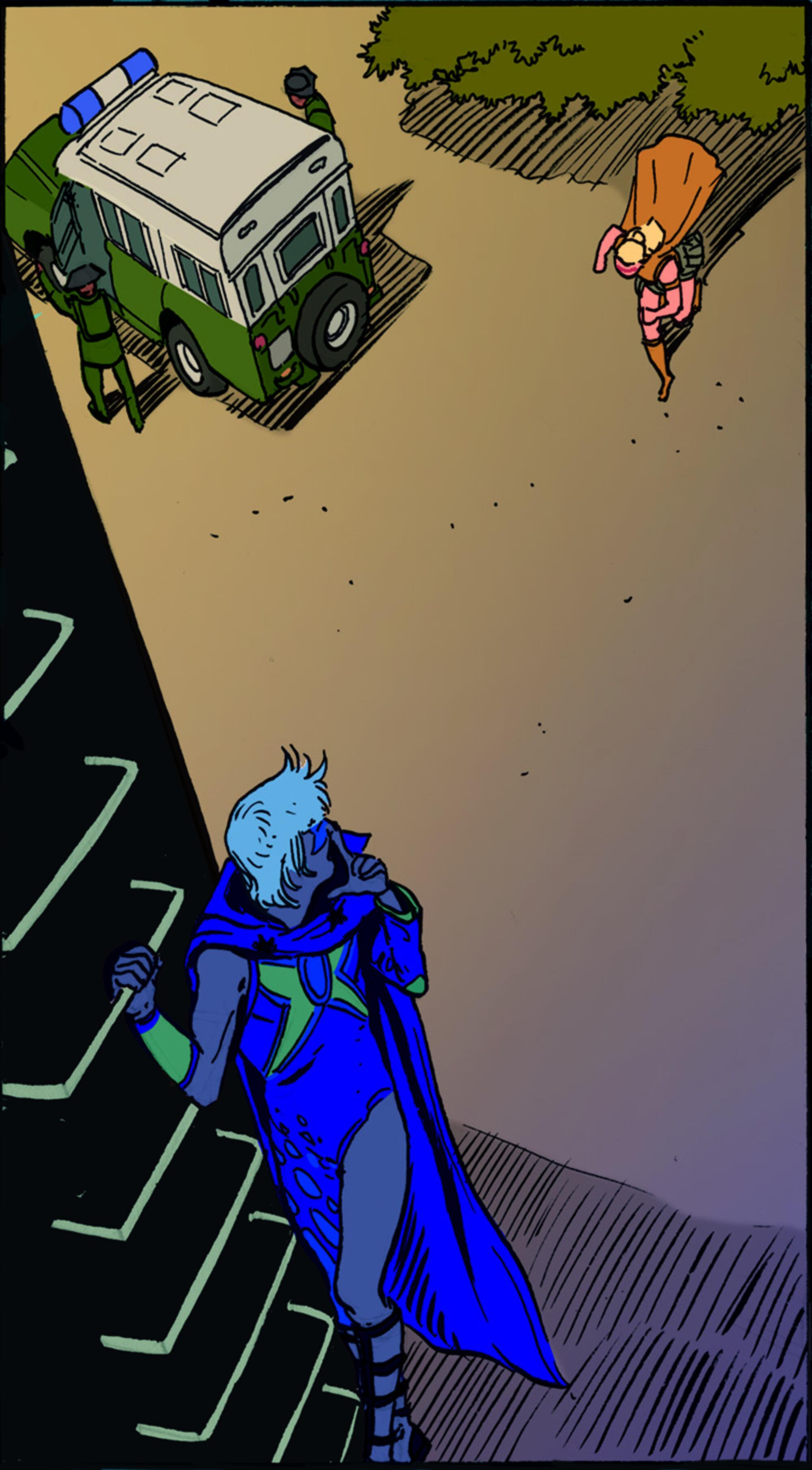 Viñeta del cómic ‘Botere handi batek’, escrito por Iban Zaldua y dibujado por Julen Ribas